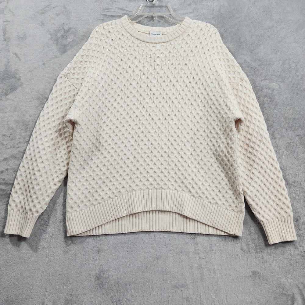 Aritzia Sunday Best Sweater Womens S Cream Merino Wool Peggy Honeycomb Knit